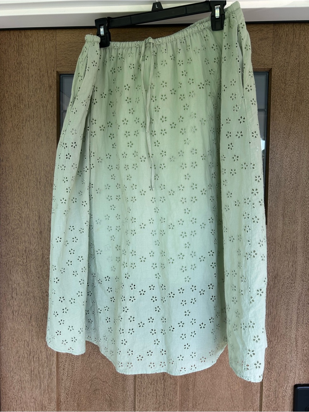 Neuflora Light Green Eyelet cotton Midi Skirt